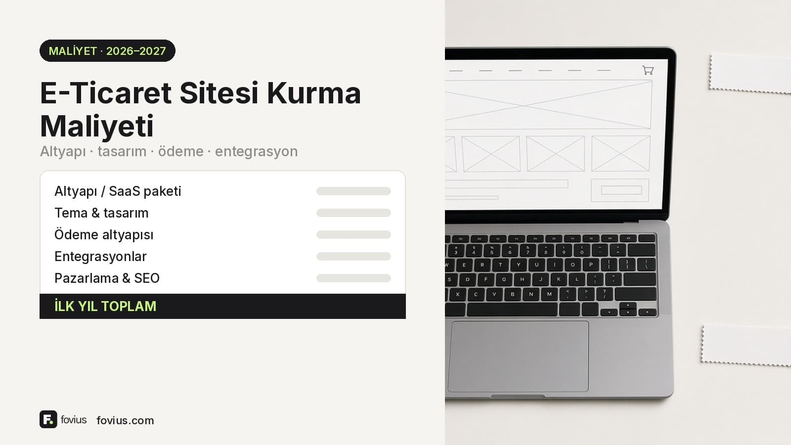 E-ticaret sitesi kurma maliyeti kalemleri ve 2026–2027 bütçe listesi